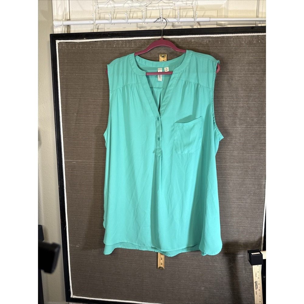 Ladies Women's Tacera Sleeveless Top 3xL Summer Jade Green Flowy Light  Vacay